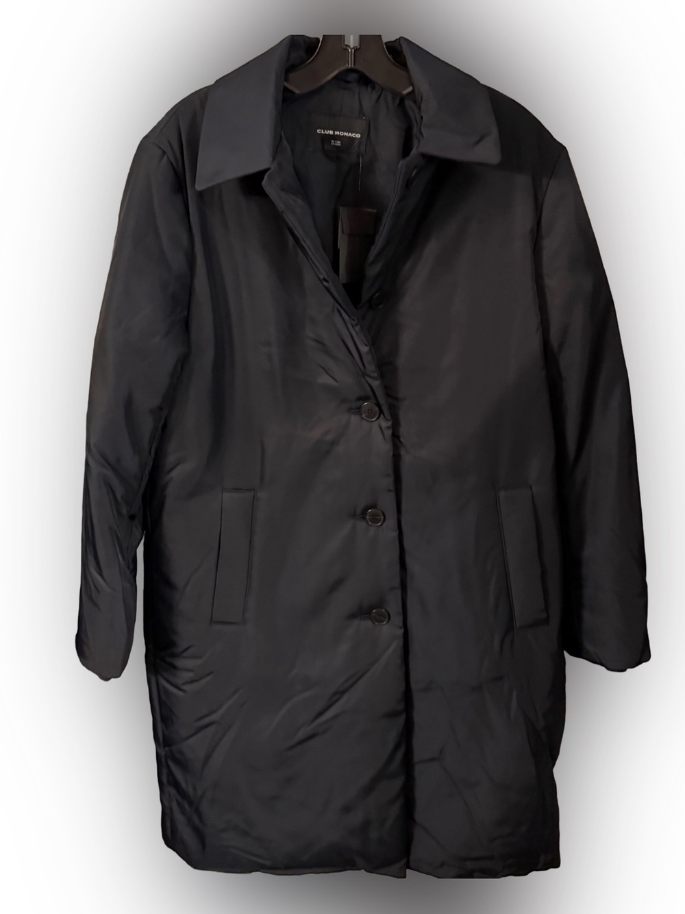 Club Monaco Women’s Navy Blue Overcoat Button Down Pockets NWT Sz M NWT